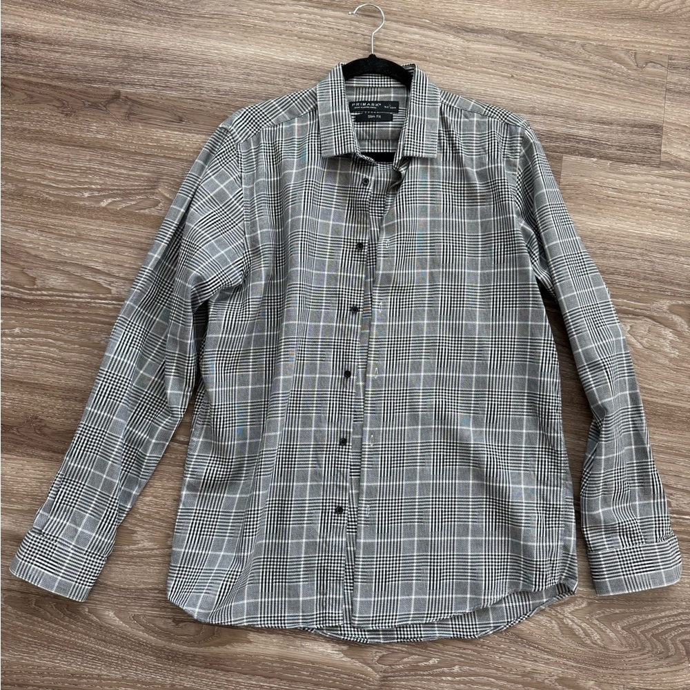 Primark Men's Black and White Checkered Shirt